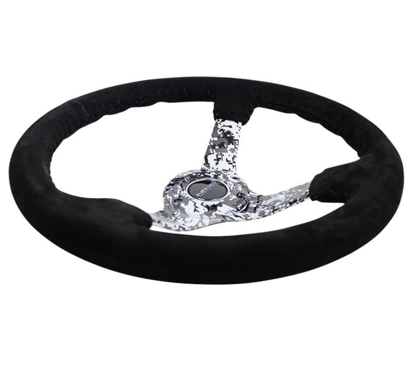 NRG Steering Wheel for Chevy C6 350mm 3in Deep Reinforced Black Suede - Image 5