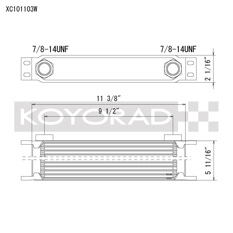 Koyo Oil Cooler 10 Row 11.25in x 3in x 2in with AN-10 ORB Provisions