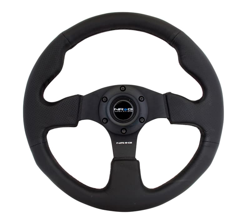 NRG Reinforced Steering Wheel 320mm Black Leather w/ Black Stitching