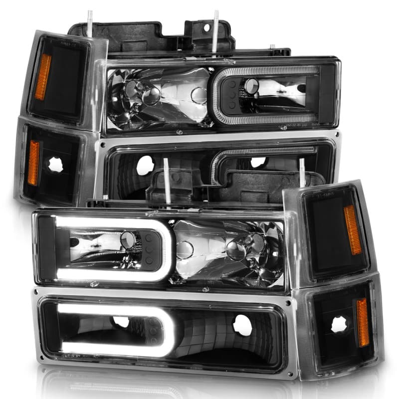 ANZO Crystal Headlights Set for Chevy C6 Clear Lens Black Housing 2 pc - Image 3