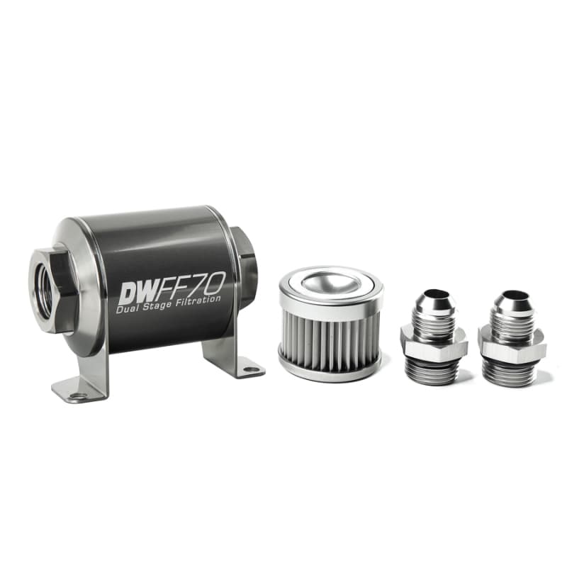DeatschWerks Fuel Filter Kit 70mm Stainless Steel 10 Micron -8AN Universal - Image 2