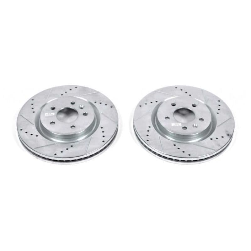 PowerStop Evolution Drilled/Slotted Rotor for Chevy C6 Cross-Drilled Silver Zinc