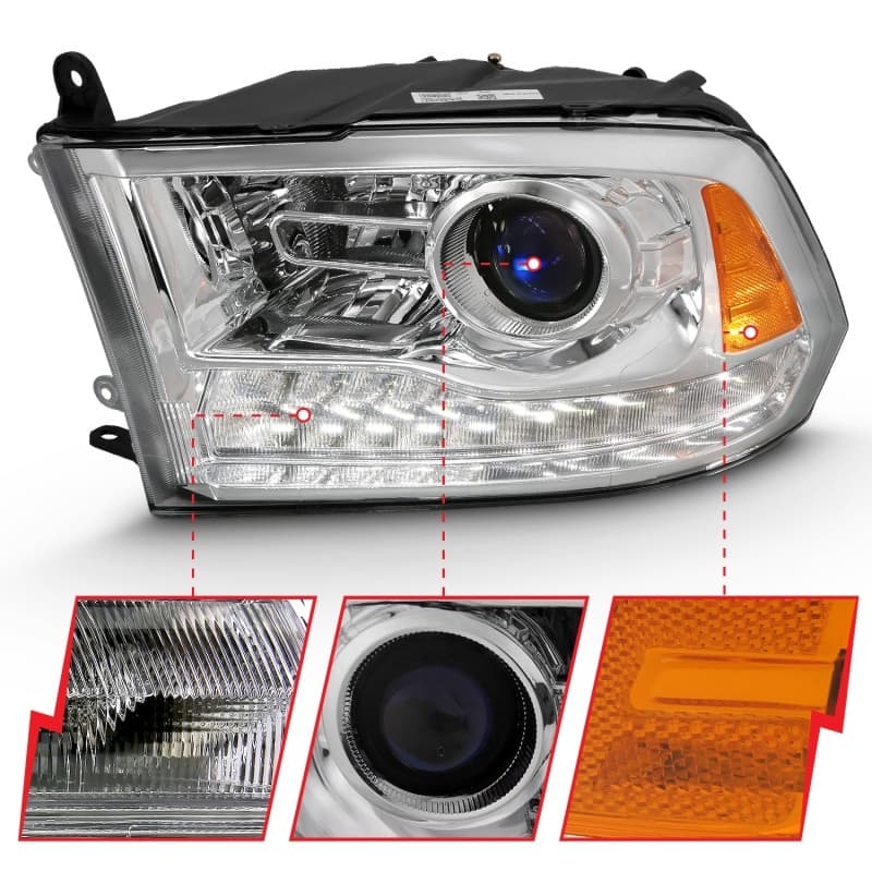 ANZO Projector Headlight Set for Chevy C6 Halo Clear Lens Black Housing Pair - Image 2