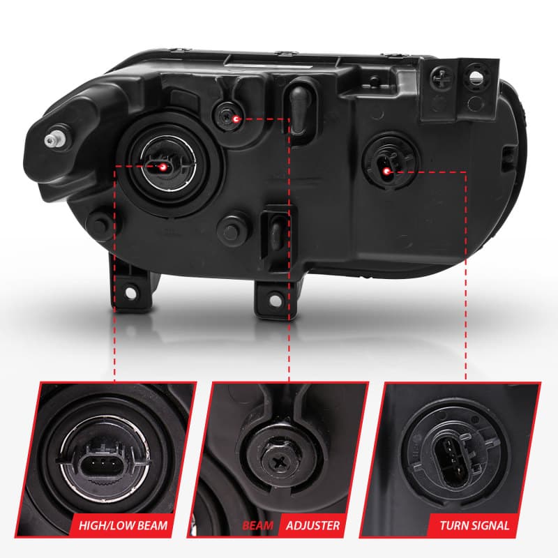 ANZO Crystal Headlights for Vehicle Clear Lens Black Housing Pair - Image 5