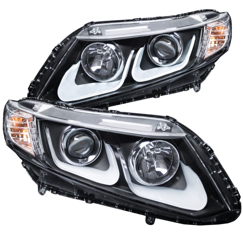ANZO Projector Headlight Set for Chevy C6 Clear Lens Black Housing Pair
