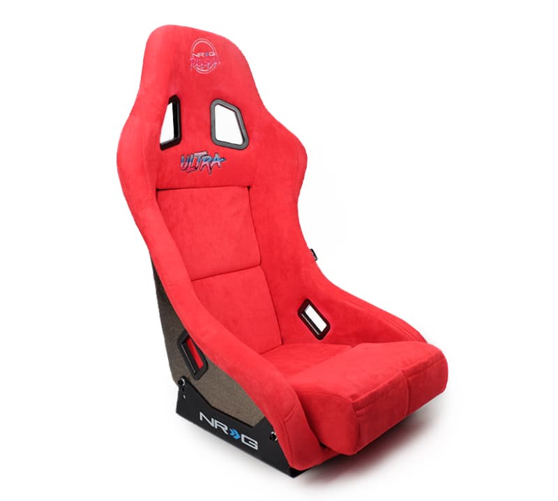 NRG FRP Bucket Seat ULTRA Edition Medium Red Alcantara Pearlized Back - Image 2