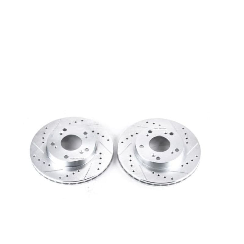 PowerStop Evolution Drilled/Slotted Rotor for OE Fit Silver Zinc Plated
