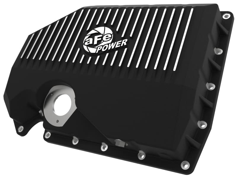 aFe Oil Pan for Increased Capacity with Cooling Fins and Magnetic Drain Plug