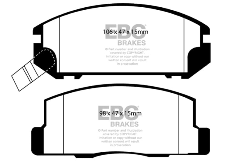 EBC Yellowstuff Brake Pad Set for Street and Track Driving Aramid Fiber Compound