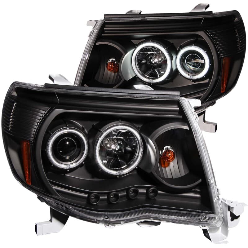 ANZO Projector Headlight Set for Chevy C6 Halo Clear Lens Black Housing Pair - Image 3