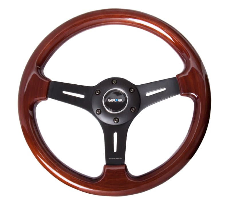 NRG Steering Wheel Classic Wood Grain 330mm Matte Black 3-Spoke