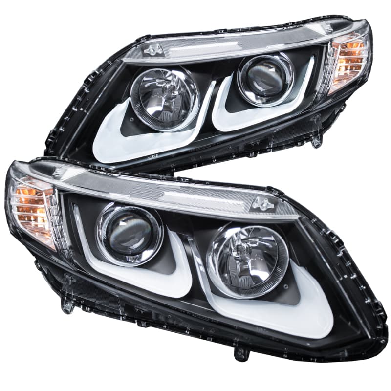 ANZO Projector Headlight Set for Chevy C6 Clear Lens Black Housing Pair - Image 2