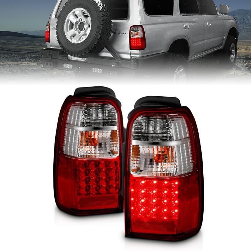 ANZO LED Taillight Assembly Pair Red/Clear Lens for Chevy C6