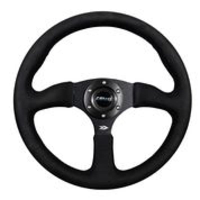 NRG Reinforced Steering Wheel 350mm 2.5in Deep Black Alcantara Grip - Image 4