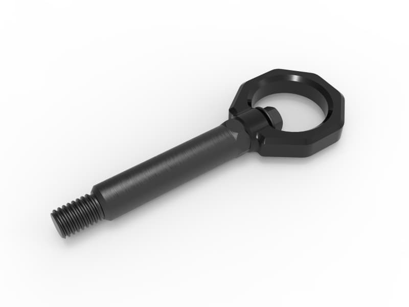 aFe Tow Hook for BMW CNC Machined 4130 Steel Black Zinc Coated - Image 3