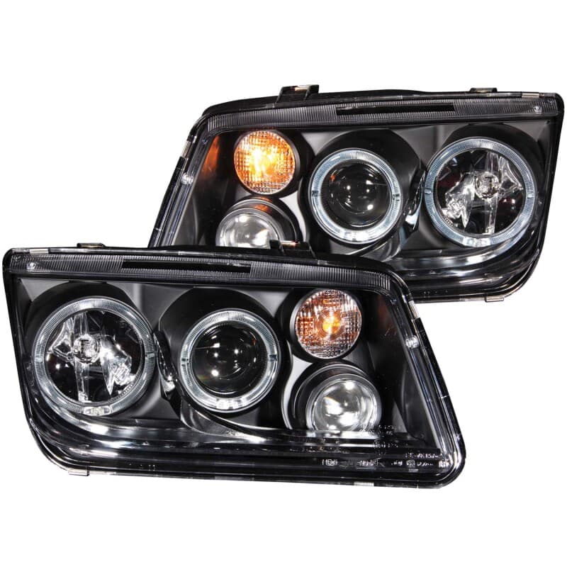 ANZO Projector Headlights with Halo & Fog Lights, Clear Lens Black Housing Pair - Image 2