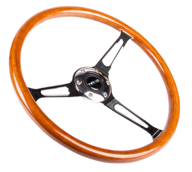 NRG Steering Wheel 360mm for Classic Wood Grain Reinforced 3-Spoke Chrome - Image 2