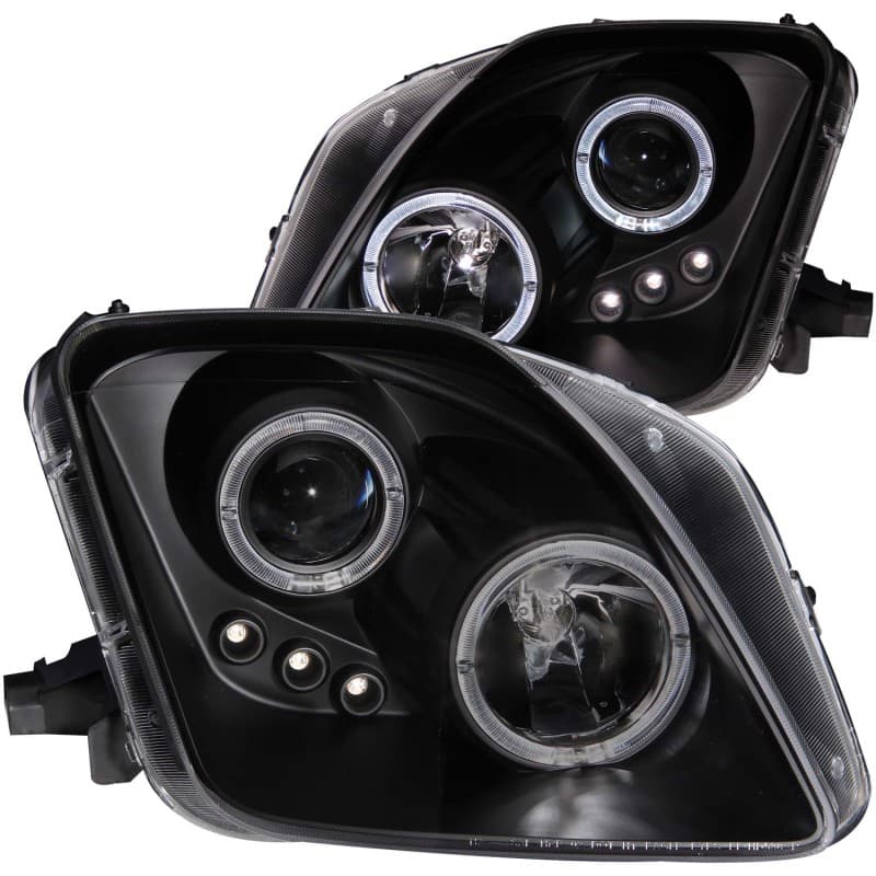 ANZO Projector Headlights for Chevy C6 LED Halo Clear Lens Black Housing Pair