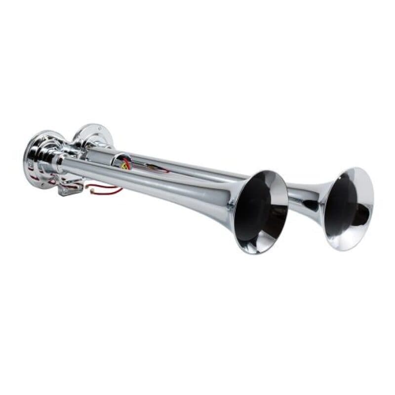 Kleinn Air Horns Dual Chrome Truck Horns 16.75" & 14.5" Trumpets