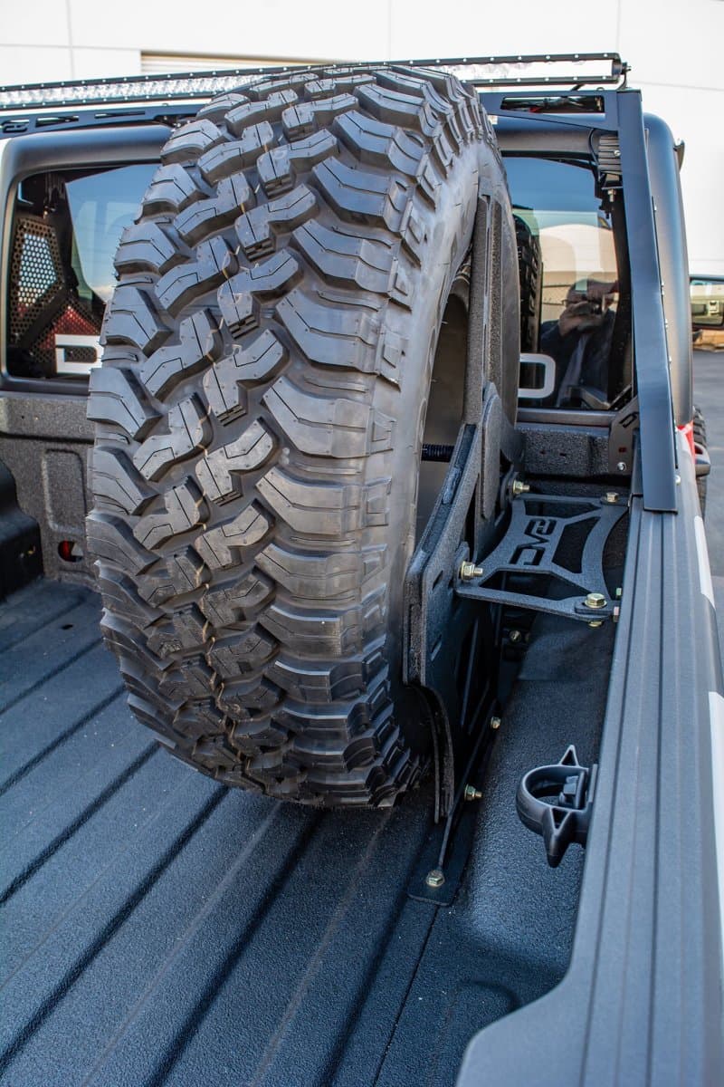 DV8 Offroad Tire Carrier for Truck Beds 3/16" Steel Universal Fit Up to 42" Tire - Image 5