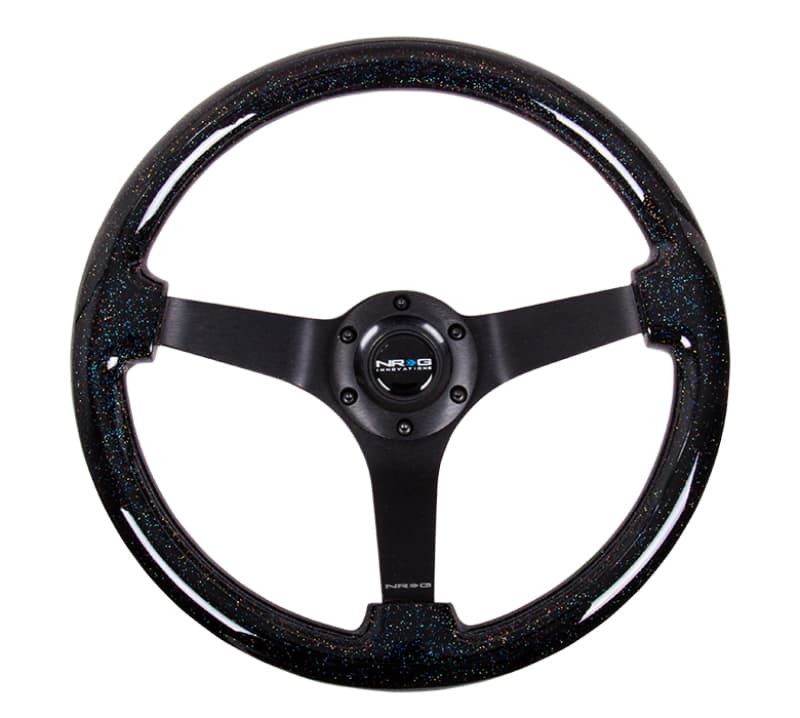 NRG Reinforced Steering Wheel 350mm 3in Deep Classic Black Sparkle Wood Grain