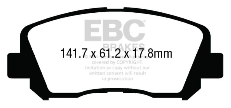 EBC Yellowstuff Brake Pad Set for Street and Track Driving Aramid Fibre Compound