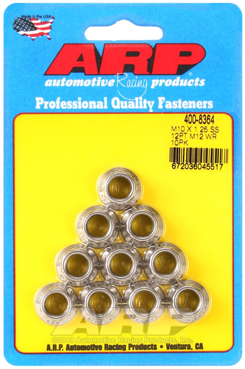 ARP M10 x 1.25 Stainless Steel 12pt Nut Kit (10/pkg)