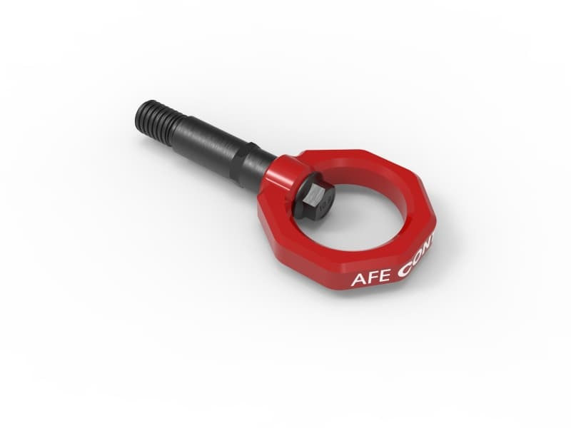 aFe Tow Hook for GR Supra 4130 Steel CNC Machined Red Loop