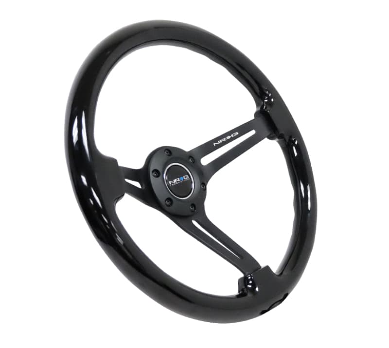 NRG Reinforced Steering Wheel 350mm 3in Deep Black Wood Black Matte Spoke - Image 2
