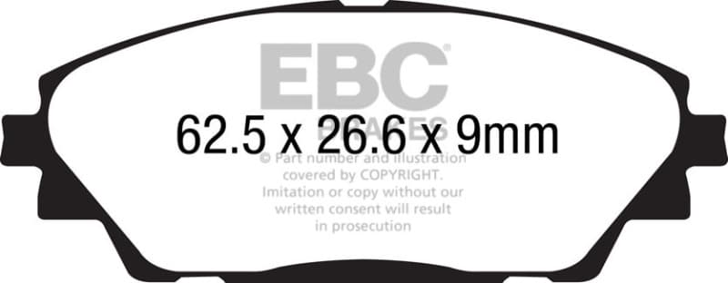 EBC Yellowstuff Brake Pad Set for Street and Track Driving Aramid Fiber Compound
