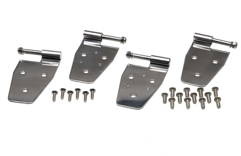 Kentrol Door Hinge Set for 87-95 Jeep Wrangler YJ - Polished Silver, 4 Pieces