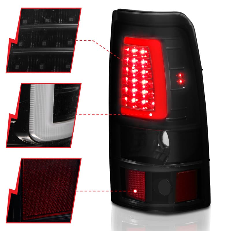 ANZO LED Taillight Assembly Pair Smoke Lens Plank Style - Image 4