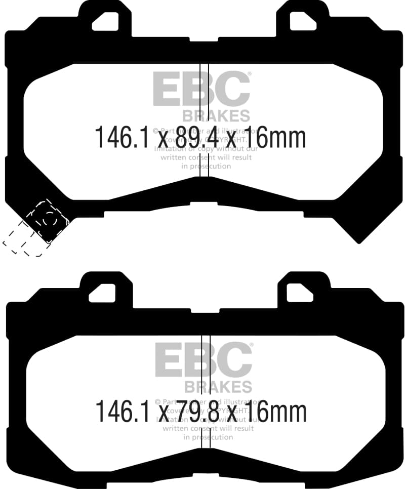 EBC Yellowstuff Brake Pad Set for Street and Track Driving Aramid Fiber Compound