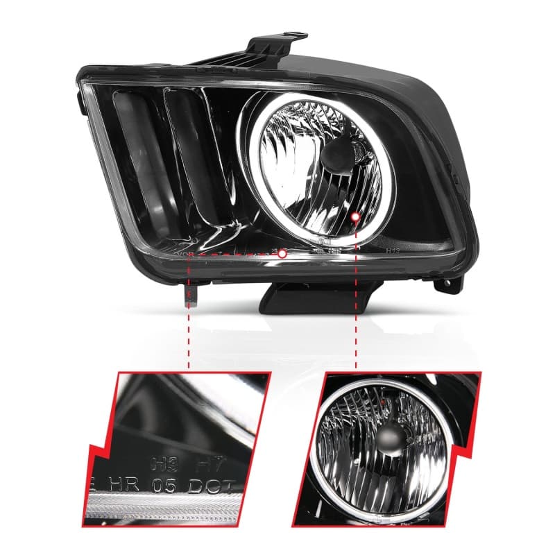 ANZO Crystal Headlights for Non HID Models Pair w/Halo Clear Lens Black Housing - Image 5