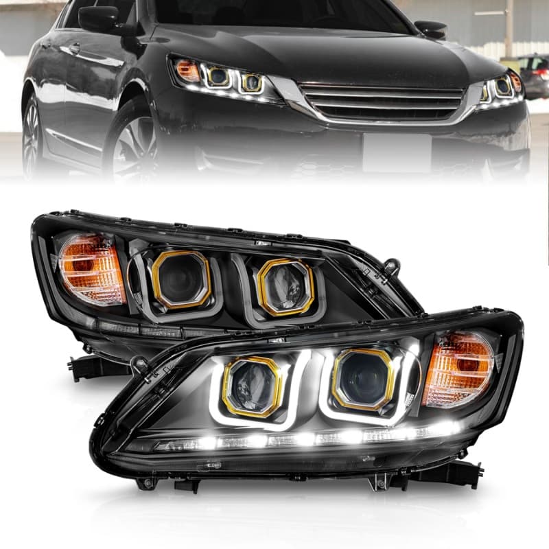 ANZO Projector Headlights for 4Dr Models Clear Lens Black Housing Pair