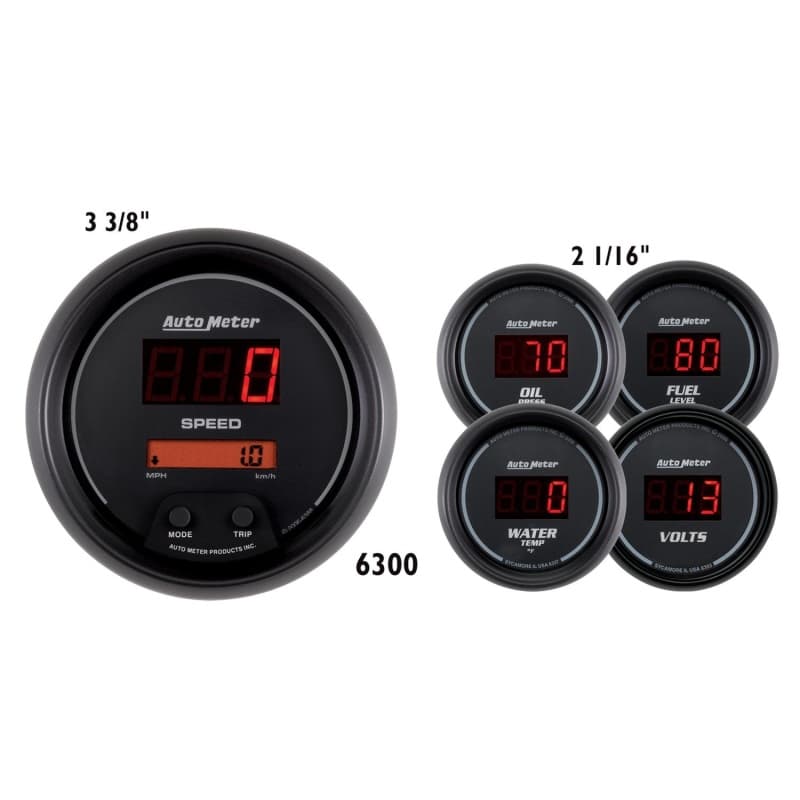 AutoMeter Sport-Comp Gauge Kit with Speedometer, Temp, Oil, Fuel, Voltmeters - Image 2