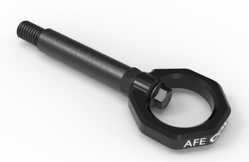 aFe Tow Hook for BMW CNC Machined 4130 Steel Black Zinc Coated - Image 2
