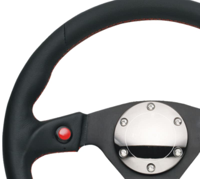 NRG Reinforced Steering Wheel 320mm Black Leather w/Dual Buttons - Image 2