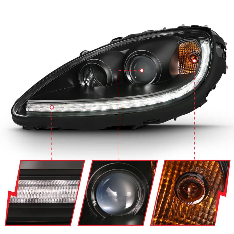 ANZO Projector Headlights for Chevy C6 G2 Pair Clear Lens Black Housing - Image 4