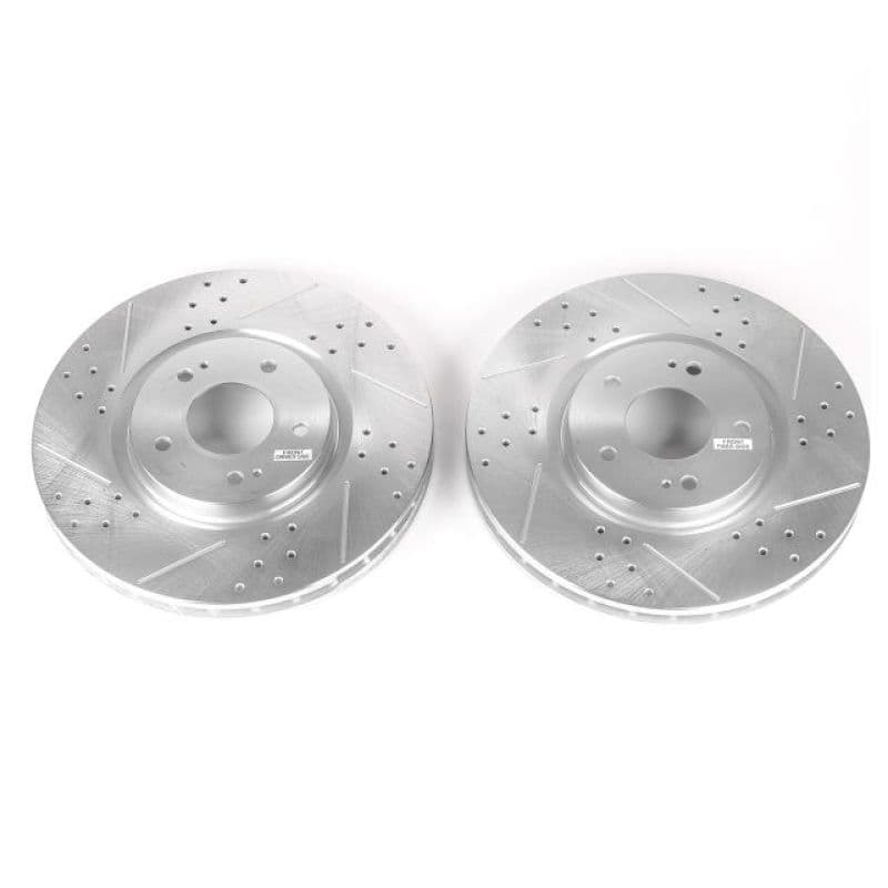 PowerStop Evolution Drilled/Slotted Brake Rotor for OE Fit Silver Zinc Plated