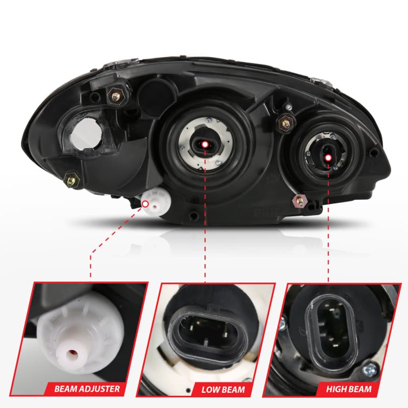 ANZO Crystal Headlights for Chevy C6 Clear Lens Replacement Pair - Image 5