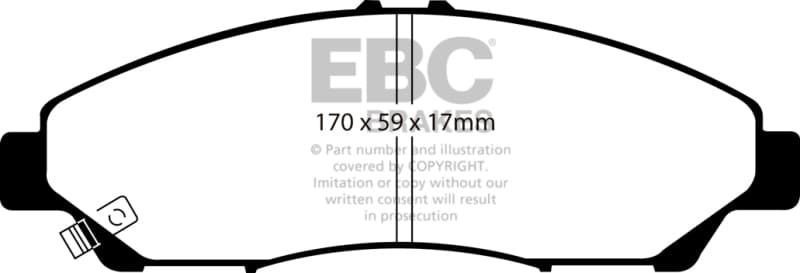 EBC Yellowstuff Brake Pad Set for Street and Track Driving Aramid Fiber Compound