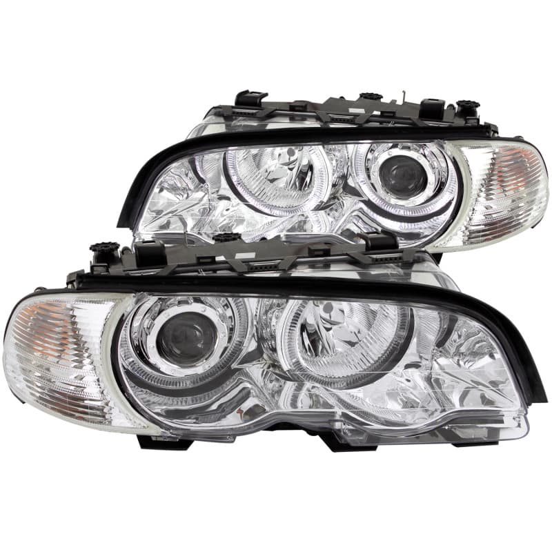 ANZO Projector Headlights for 2Dr Models Pair Halo Clear Lens Chrome Housing - Image 2