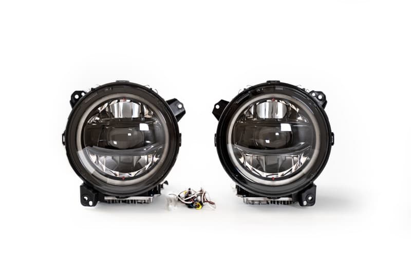 DV8 Offroad LED Headlights for Jeep Wrangler JL & Gladiator JT Black Bezel - Image 2