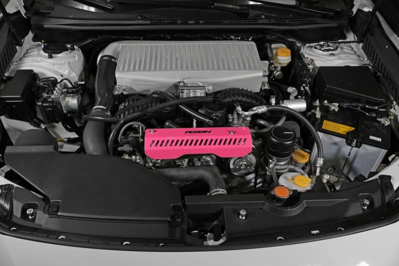 Perrin Performance Pulley Cover for 2022-2025 Subaru WRX Hyper Pink Short - Image 4