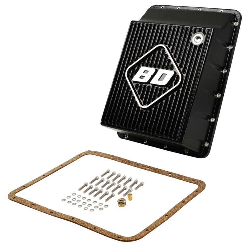 BD Diesel Deep Sump Transmission Pan Aluminum Heat-Dissipating Fins Increased...
