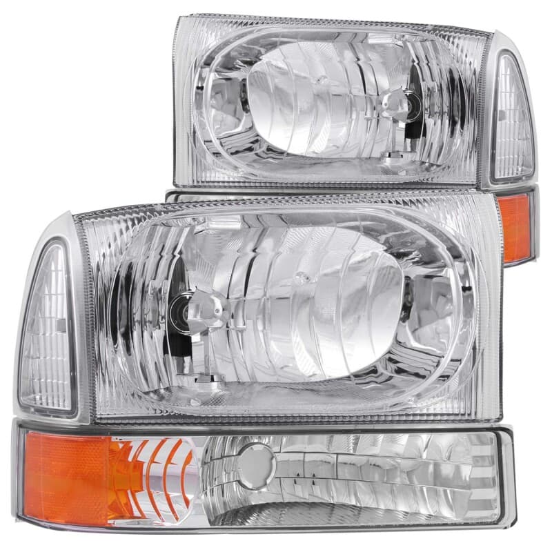 ANZO Crystal Headlight Set for Chevy C6 Clear Lens Chrome Housing Pair - Image 2