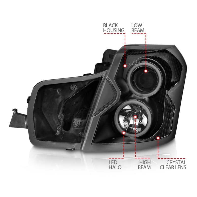 ANZO Projector Headlights for Non-HID Models Pair Clear Lens Black Housing - Image 5