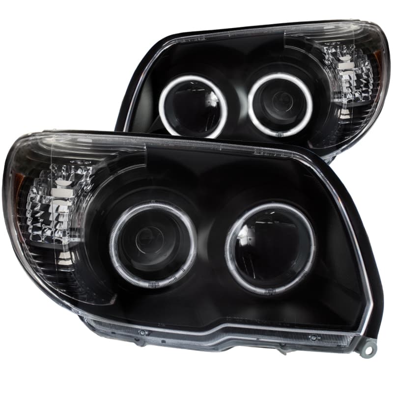 ANZO Projector Headlight Set for Chevy C6 Halo Clear Lens Black Housing Pair - Image 2