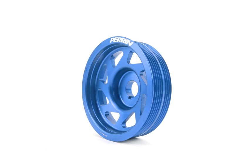 Perrin Performance Lightened Crank Pulley for Subaru Impreza WRX/STI 93-21 Blue - Image 2